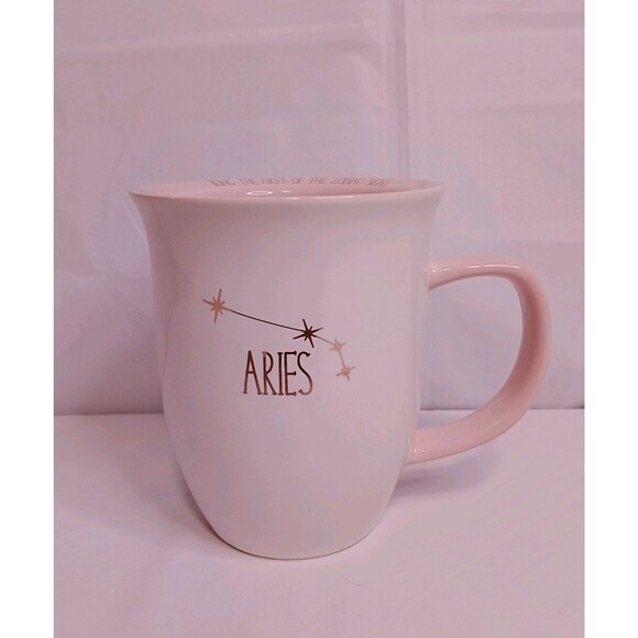 10 Strawberry Street Other - 10 Strawberry Street Aries Pink Ceramic Coffee Mug Gold Constellation Zodiac
